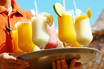 Image showing Drinks on the beach - Enjoy