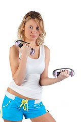 Image showing Woman with dumbbells.