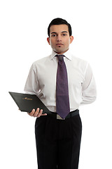 Image showing Waiter or restauranteur with a menu