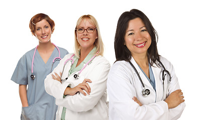 Image showing Three Female Doctors or Nurses on White