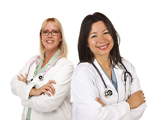 Image showing Two Female Doctors or Nurses on White