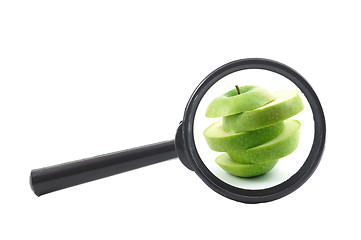 Image showing magnifying glass and apple