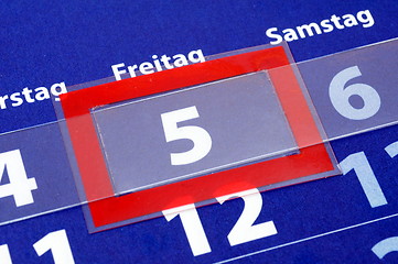 Image showing red and blue calendar