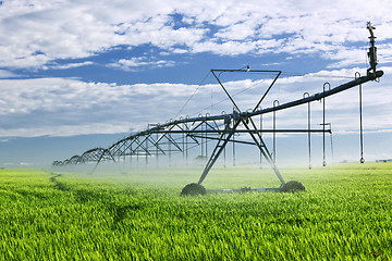 Image showing Irrigation equipment on farm field