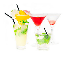 Image showing group of cocktails drink isolated on white