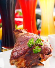 Image showing original German BBQ pork  knuckle