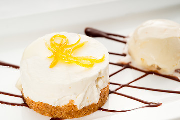 Image showing  lemon mousse served whith lemon peel on top