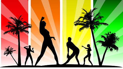 Image showing Vector editable dancing silhouette group