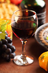 Image showing Glass of red wine for Thanksgiving