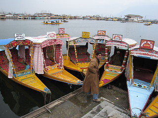 Image showing Dal Lake boats