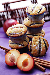 Image showing muffins with plums