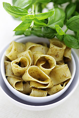 Image showing papardelle with pesto