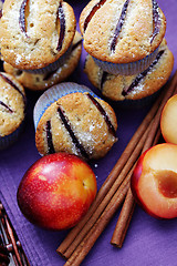Image showing muffins with plums