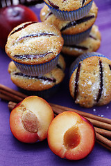 Image showing muffins with plums