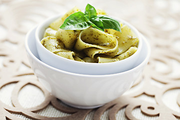 Image showing papardelle with pesto