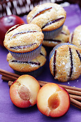 Image showing muffins with plums