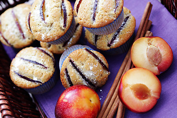 Image showing muffins with plums