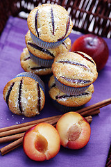 Image showing muffins with plums