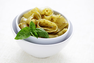 Image showing papardelle with pesto