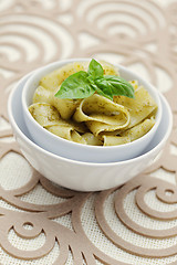Image showing papardelle with pesto