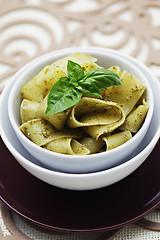 Image showing papardelle with pesto