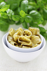 Image showing papardelle with pesto