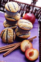 Image showing muffins with plums