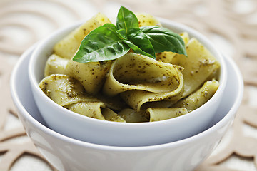 Image showing papardelle with pesto