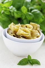 Image showing papardelle with pesto