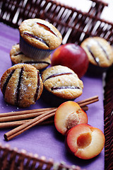 Image showing muffins with plums