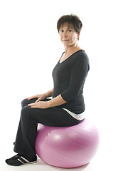 Image showing   senior woman fitness exercise with core training ball