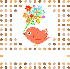 Image showing bird with flowers card background