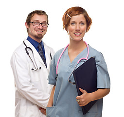 Image showing Two Doctors or Nurses on a White Background