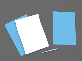 Image showing Blank papers and pen