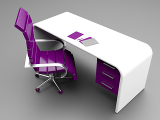 Image showing Stylish workplace in purple and white colors