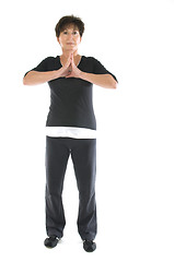 Image showing middle age senior woman yoga position stretch