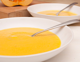 Image showing Plates of Butternut Squash Soup 