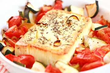 Image showing Baked Feta cheese with vegetables