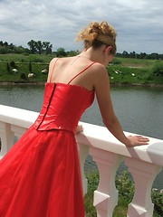 Image showing Girl in red dress