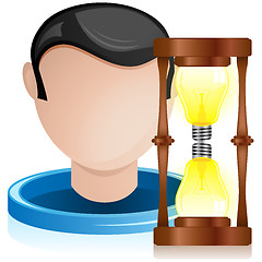 Image showing Man Head with Light Bulb Hourglass