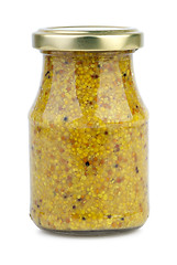 Image showing Glass jar with french mustard (Moutarde de Dijon)