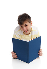 Image showing Happy boy reading learning