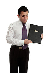 Image showing Professional businessman or waiter with a black folder