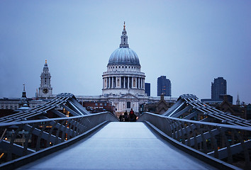 Image showing St Paul's Cathedral and Millenium Bridge in London