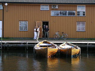 Image showing norwegian wooden boats