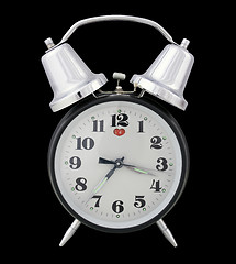 Image showing traditional alarm clock (black background)