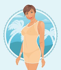 Image showing pretty girl on summer background