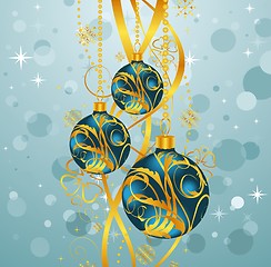 Image showing abstract blue background with Christmas balls