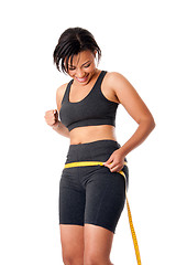 Image showing Woman celebrating successful weightloss