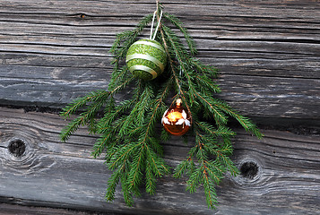 Image showing Christmas Tree Twig and Decorations